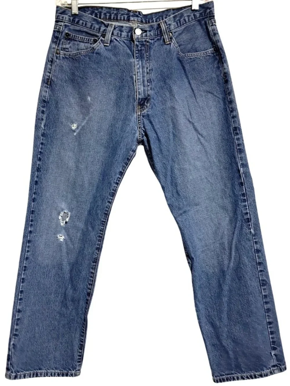 Polo Ralph Lauren Jeans Mens Size 34 Distressed Easy Fit Straight Leg Blue Denim